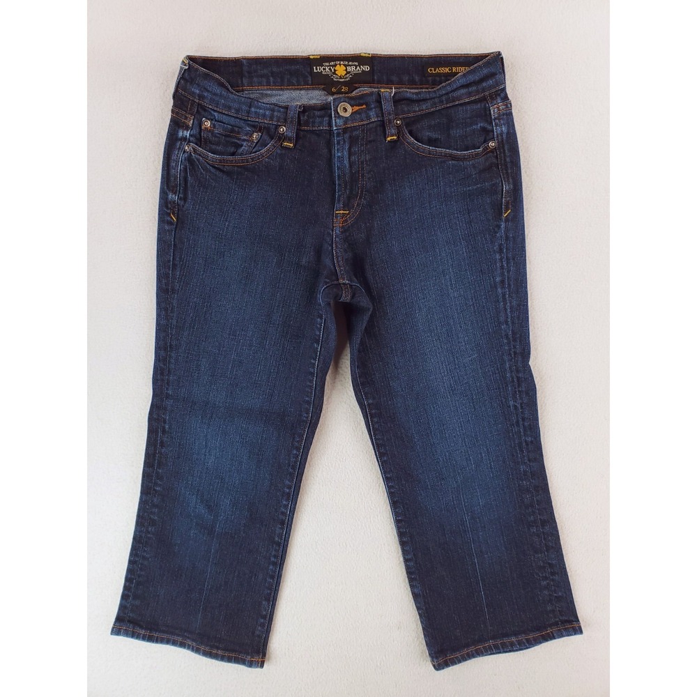 Lucky Brand Jeans Womens 6 Blue Classic Rider Capri Pants Relaxed Dark Wash Y2K